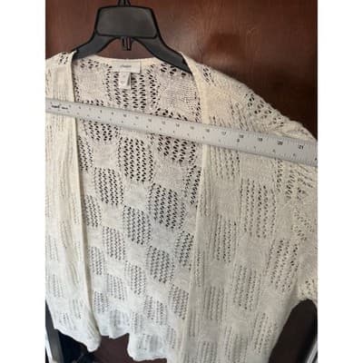 CJ Banks 2X Cream Open Knit Lace Cardigan Sweater Made in USA EUC - Thumbnail 5