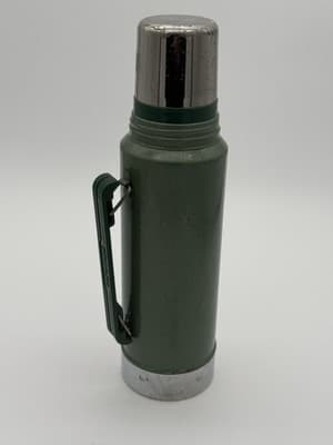 Vintage USA Aladdin STANLEY Green Chrome 1 Quart Thermos Complete ~ No. A-944DH - Thumbnail 2