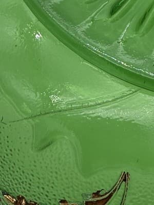 1899 EAPG Delaware Pattern Bowl No. 15065 Emerald Green With Heavy Gold Gilt - Thumbnail 7
