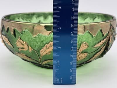 1899 EAPG Delaware Pattern Bowl No. 15065 Emerald Green With Heavy Gold Gilt - Thumbnail 5