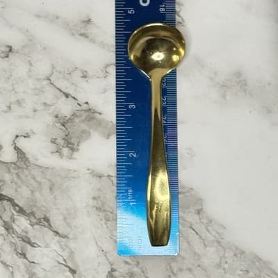 Vintage Cut Glass Crystal Bowl with Gold Rim & Matching Gold Spoon Serving Dish - Thumbnail 8