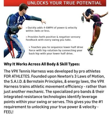 VPX Tennis Swing Trainer Med Waist XL Height Bungee Men Women Kids New with Bag - Thumbnail 8