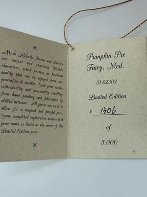 Mark Roberts Pumpkin Pie Fairy Large Box W/ Limited Edition Numbered Certificate - Thumbnail 7