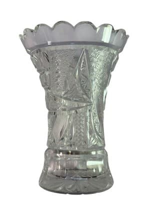 McKee ABP Crystal Vase Innovation Pattern 5.5 Inches Tall Vintage