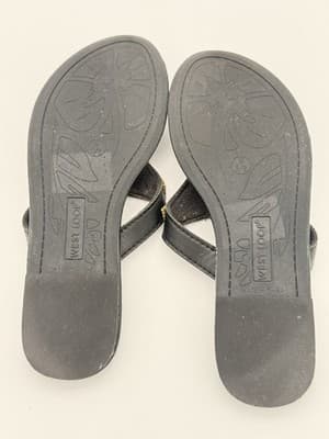 West Loop Black Rhinestone Embellished Thong Flip Flop Sandals Sz S 5/6 - Thumbnail 5