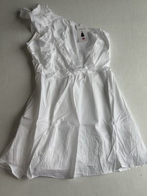 Zesica White Ruffle One Shoulder Short Dress Size Large New With Tags - Thumbnail 2