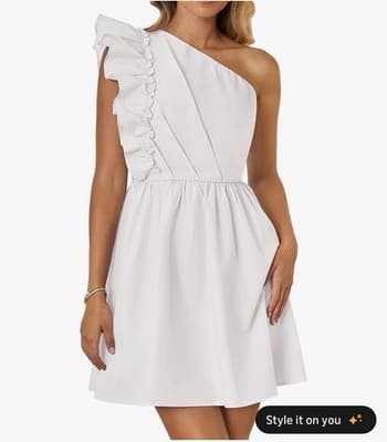 Zesica White Ruffle One Shoulder Short Dress Size Large New With Tags - Thumbnail 4