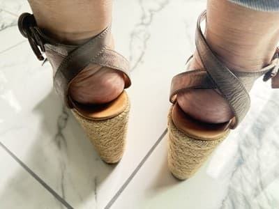 Paul Green Metallic Taupe Bow Espadrille Jute Wedge Sandals Size 6 (48432) - Thumbnail 4
