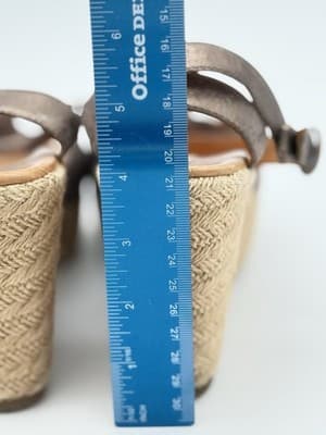 Paul Green Metallic Taupe Bow Espadrille Jute Wedge Sandals Size 6 (48432) - Thumbnail 8