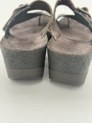 Fantasy Sandals Toe Ring Wedge Platform Suede Strap Made In Greece Sz 37 Or 7 - Thumbnail 4