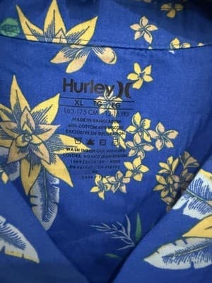 Hurley Boys Hawaiian Santiago Blue Button Down Shirt XL NWT - Thumbnail 5