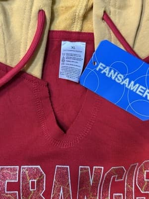 Women's Hoodie Sweatshirt XL San Francisco 49ers NFL V Neck Raglan NWT - Thumbnail 4