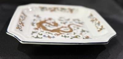 Andrea by Sadek Japanese Dragon 8” Square Plate W Cobalt Trim Hand Painted VTG - Thumbnail 4