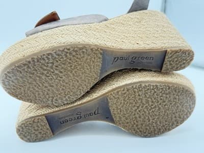 Paul Green Metallic Taupe Bow Espadrille Jute Wedge Sandals Size 6 (48432) - Thumbnail 10