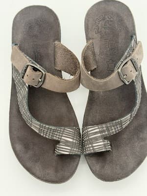 Fantasy Sandals Toe Ring Wedge Platform Suede Strap Made In Greece Sz 37 Or 7 - Thumbnail 10