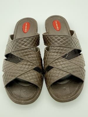 Okabashi Cross Strap Slide Sandals Women Size Small Brown Waterproof Massage