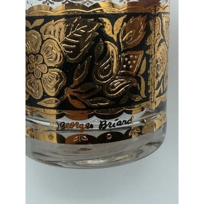 Set of 7 Georges Briard Town & Country Double Old Fashioned Glasses 22k Gold MCM - Thumbnail 15