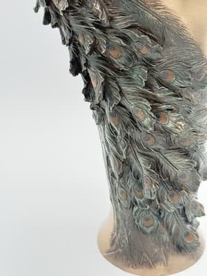 Veronese Bronze Hand Painted Prunus And Peacock Large Decorative Vase 19.5" - Thumbnail 14