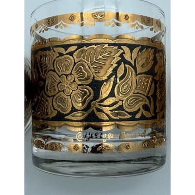 Set of 7 Georges Briard Town & Country Double Old Fashioned Glasses 22k Gold MCM - Thumbnail 10