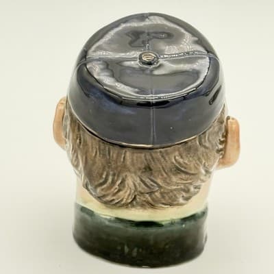 Antique Ceramic Figural Tobacco Jar Man In Hat No. 3795 Hand Painted Majolica - Thumbnail 3