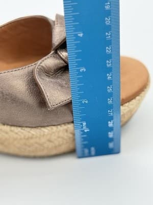 Paul Green Metallic Taupe Bow Espadrille Jute Wedge Sandals Size 6 (48432) - Thumbnail 9