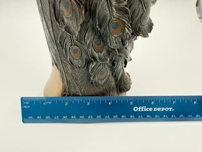 Veronese Bronze Hand Painted Prunus And Peacock Large Decorative Vase 19.5" - Thumbnail 16