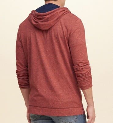 Vintage Y2K Hollister Herringbone Surf Jersey Pullover Hoodie Size S Orange Red - Thumbnail 2