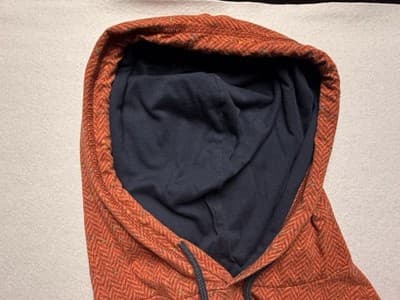 Vintage Y2K Hollister Herringbone Surf Jersey Pullover Hoodie Size S Orange Red - Thumbnail 8