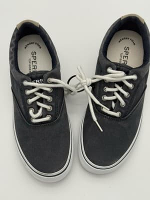 Sperry Halyard CVO Mens Sz 8 Gray White Casual Walking Canvas Shoes Sneakers NEW - Thumbnail 2