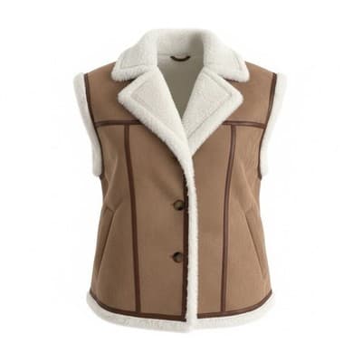 Aviator Shearlin/Faux Suede Vest Brown & Cream Women’s Size Large