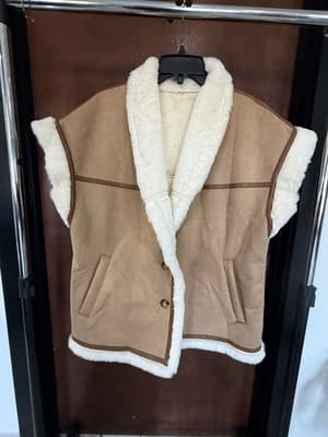 Aviator Shearlin/Faux Suede Vest Brown & Cream Women’s Size Large - Thumbnail 2