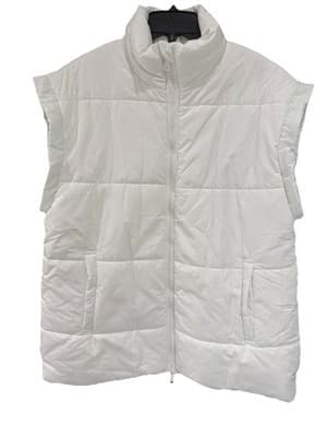 White Quilted Puffer Vest Zipper Women’s Bright White XL W/Pockets