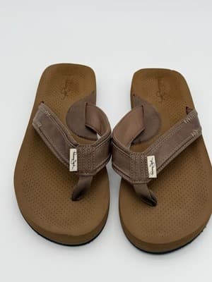 Panama Jack Men's Premium Vegan Leather Flip Flop Sandals, Brown - Size 12/13