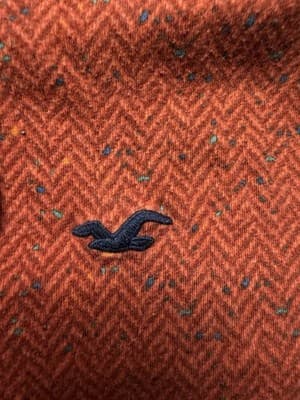 Vintage Y2K Hollister Herringbone Surf Jersey Pullover Hoodie Size S Orange Red - Thumbnail 6