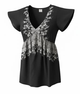 O'Neill Womans Black Empire Waist Floral Mini Summer Dress Casual Sz Small