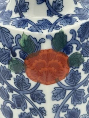 Vintage Chinese Doucai Porcelain Vase Chenghua Mark Floral 11.5” - Thumbnail 3