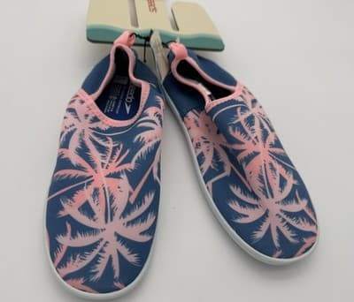 Speedo Junior L (4-5) Beach Bootie Palm Tree Water Shoes Blue Pink NWT