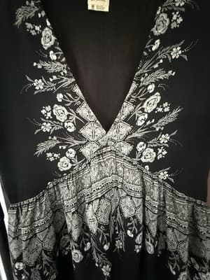 O'Neill Womans Black Empire Waist Floral Mini Summer Dress Casual Sz Small - Thumbnail 4