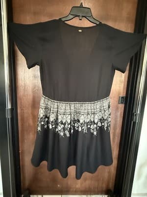 O'Neill Womans Black Empire Waist Floral Mini Summer Dress Casual Sz Small - Thumbnail 6