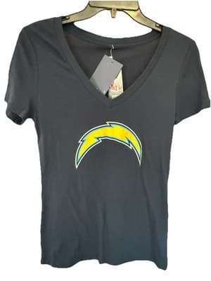 Fanatics NFL LA Chargers V Neck T Shirt W/Lightening Bolt Women’s Sz M NWT