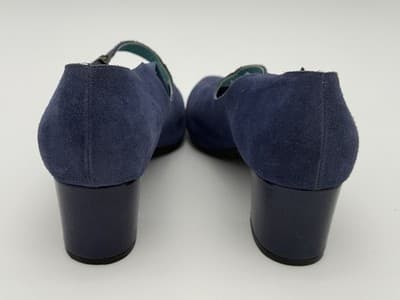 Thierry Rabotin Blue Suede Mary Jane Pointy Toe Heels EU 39.5 Handmade Italy - Thumbnail 5