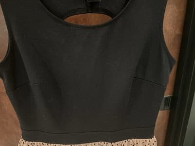 En Focus Studio Sleeveless A-line Dress W/Back Cutout Black & Tan Lace Size 6 - Thumbnail 3