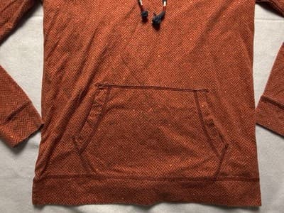 Vintage Y2K Hollister Herringbone Surf Jersey Pullover Hoodie Size S Orange Red - Thumbnail 4