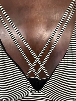 Nip Tuck Striped Bathing Suit Navy White Cross Straps Lifting & Slimming Sz 10 - Thumbnail 6