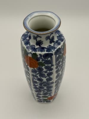 Vintage Chinese Doucai Porcelain Vase Chenghua Mark Floral 11.5” - Thumbnail 2
