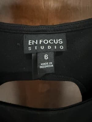En Focus Studio Sleeveless A-line Dress W/Back Cutout Black & Tan Lace Size 6 - Thumbnail 4