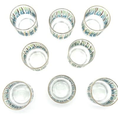 Vintage Culver MCM 22K Gold Rim Lowball Glasses Set of 8 Abstract Pattern - Thumbnail 10