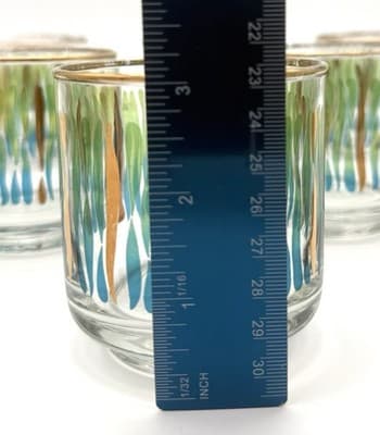 Vintage Culver MCM 22K Gold Rim Lowball Glasses Set of 8 Abstract Pattern - Thumbnail 6