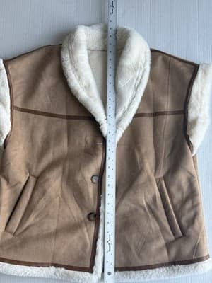 Aviator Shearlin/Faux Suede Vest Brown & Cream Women’s Size Large - Thumbnail 5