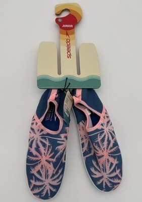 Speedo Junior L (4-5) Beach Bootie Palm Tree Water Shoes Blue Pink NWT - Thumbnail 2